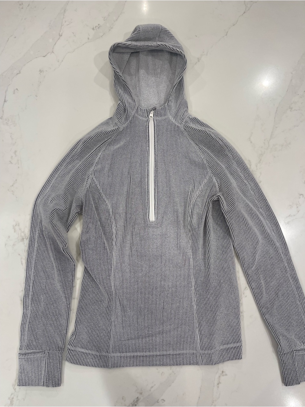 Zella Light Gray Waffle Knit Pullover Hoodie